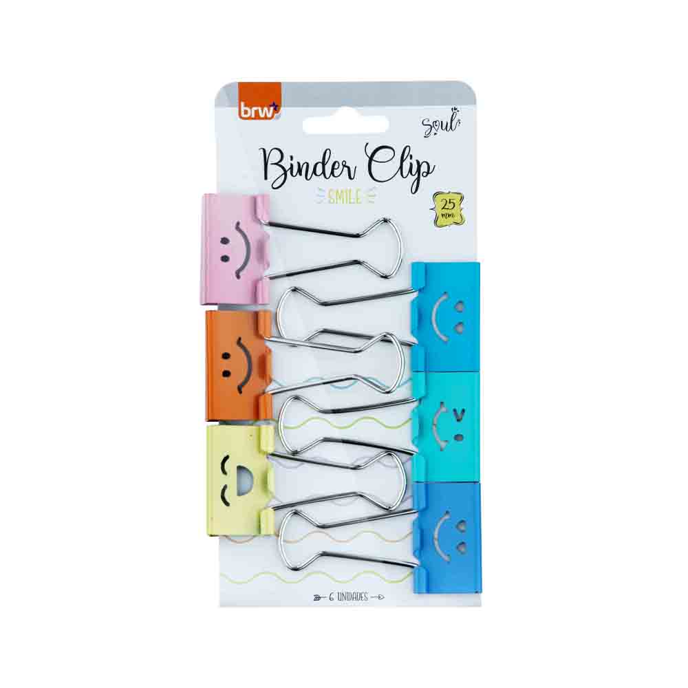 BD-2502 | Clips Mariposa - Para Papel - Emoji - 25mm - Neon - Blister C/6 Unid - Imagen 7