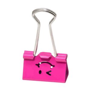 BD-2502 | Clips Mariposa - Para Papel - Emoji -  25mm - Neon - Blister C/6 Unid