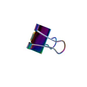 BD-2508 | Clips Mariposa para Papel - 25mm - Arco Iris Holográfico - Blister C/6 Unid. 