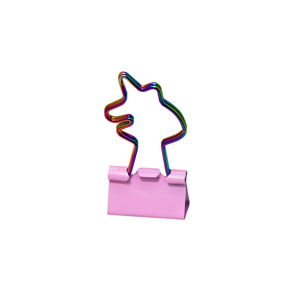 BD-2509 – Clips Mariposa Unicornio, Estrella, Nube y Corazon para Papel - 25mm- Arco Iris- Blister C/4 Unid.