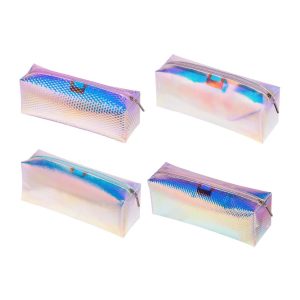 ET-0230 – Estuche holográfico con textura | 4 texturas diferentes | 1 cierre | Paquete con 4 unidades