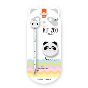 KT-3001 | Kit de  1 Portaminas Plástico Panda 0,7 mm | C/ 1 Borrador Zoo | 1 Blister 